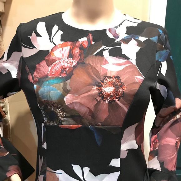 NWT $348 Trina Turk | Panache 2 | Faye | Floral Bell Sleeve Dress - Picture 3 of 15